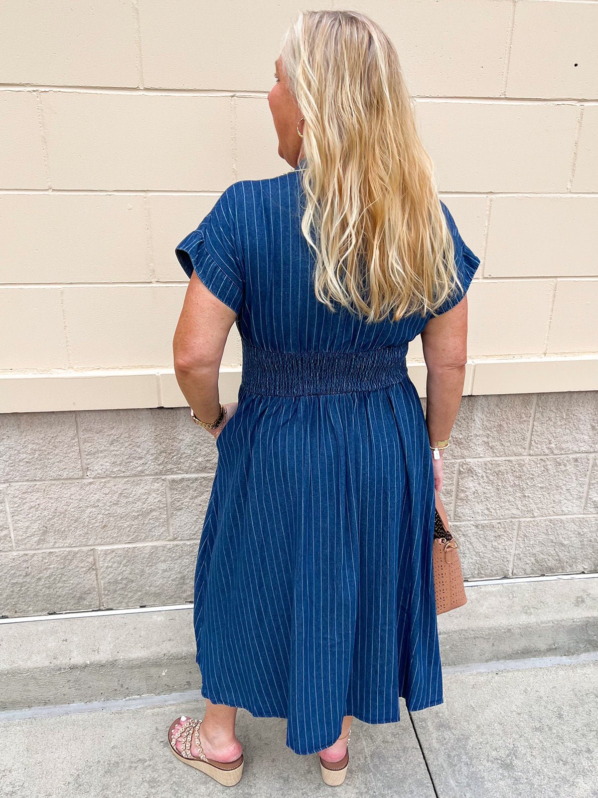 All American Charm Denim Midi Dress - The Pink Pineapple 850