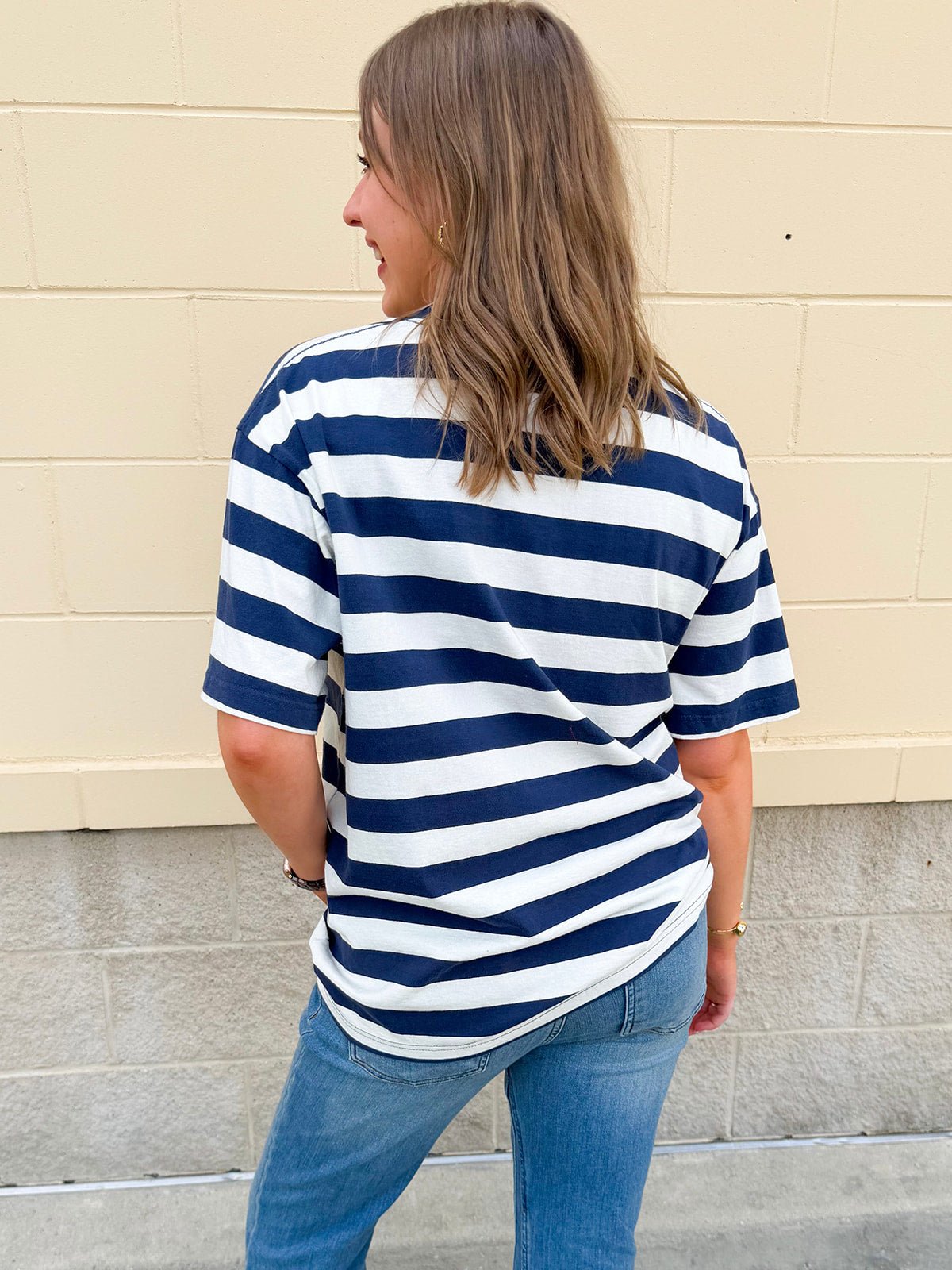 All - American Coastal Stripe Statement Tee - The Pink Pineapple 850