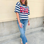 All - American Coastal Stripe Statement Tee - The Pink Pineapple 850