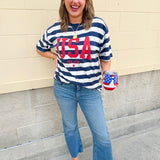 All - American Coastal Stripe Statement Tee - The Pink Pineapple 850