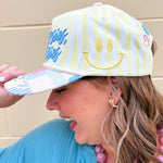 “All Oopsies No Daisies” Yellow Striped Trucker Hat - The Pink Pineapple 850
