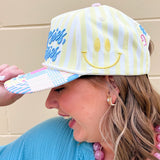 “All Oopsies No Daisies” Yellow Striped Trucker Hat - The Pink Pineapple 850