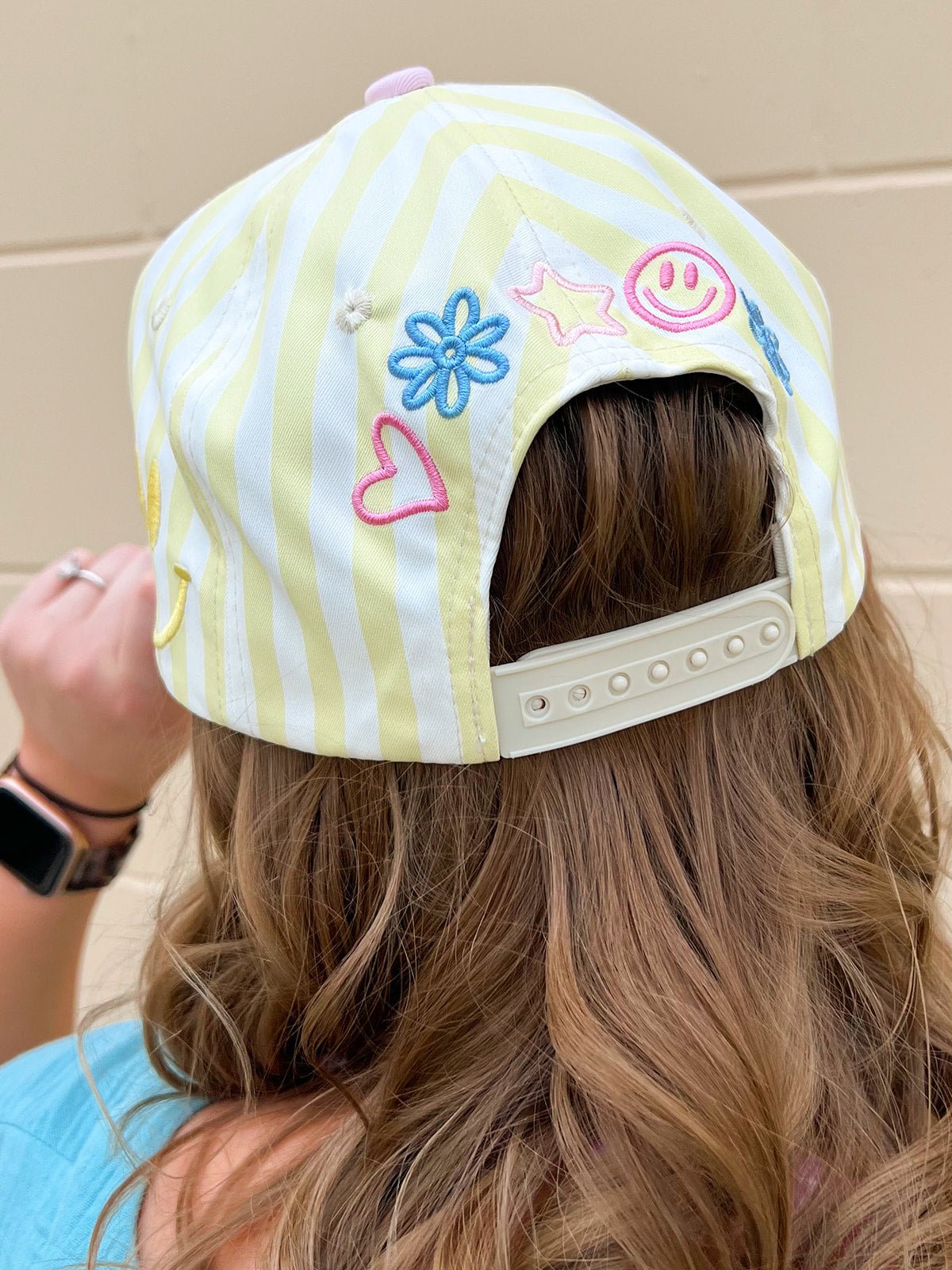 “All Oopsies No Daisies” Yellow Striped Trucker Hat - The Pink Pineapple 850