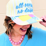 “All Oopsies No Daisies” Yellow Striped Trucker Hat - The Pink Pineapple 850