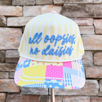 “All Oopsies No Daisies” Yellow Striped Trucker Hat - The Pink Pineapple 850