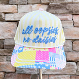 “All Oopsies No Daisies” Yellow Striped Trucker Hat - The Pink Pineapple 850