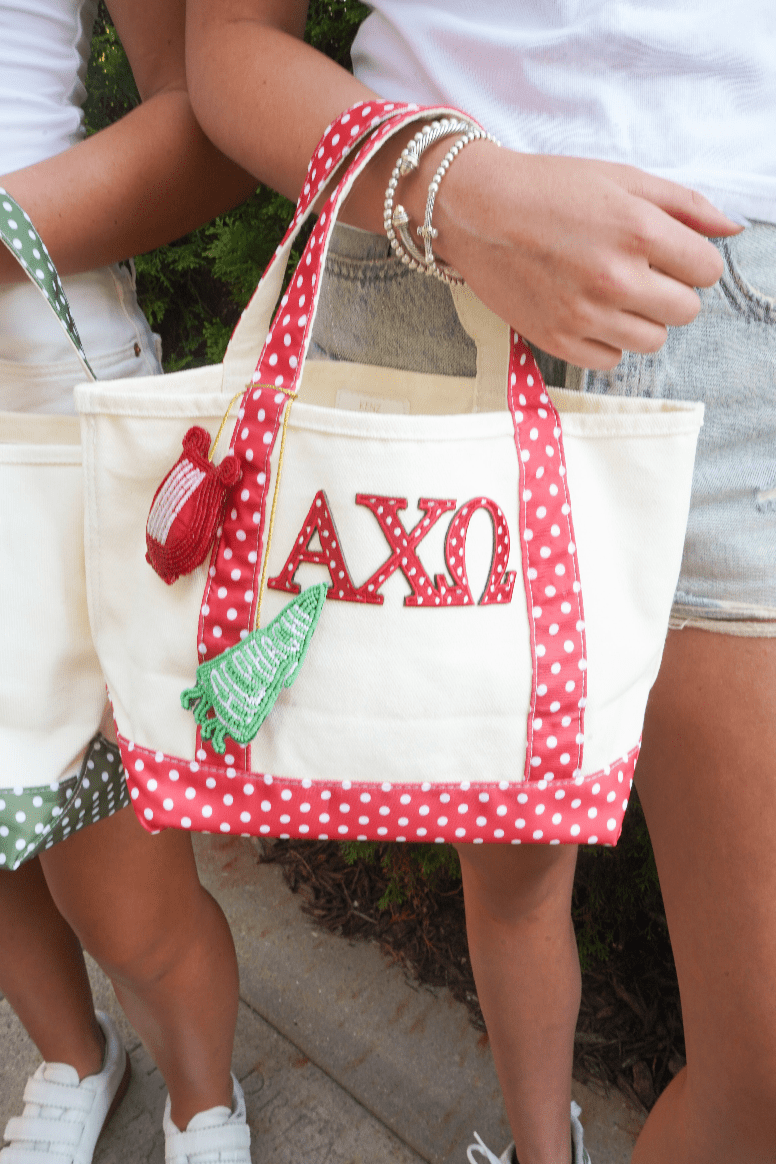 Alpha Chi Omega Beaded Bag Charm - The Pink Pineapple 850