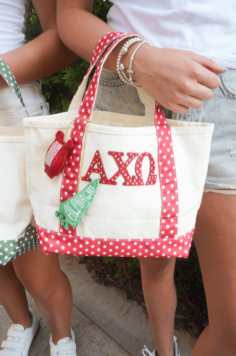 Alpha Chi Omega Beaded Bag Charm - The Pink Pineapple 850