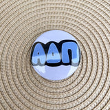 Alpha Delta Pi Blue Bubble Letters Button Pin - The Pink Pineapple 850