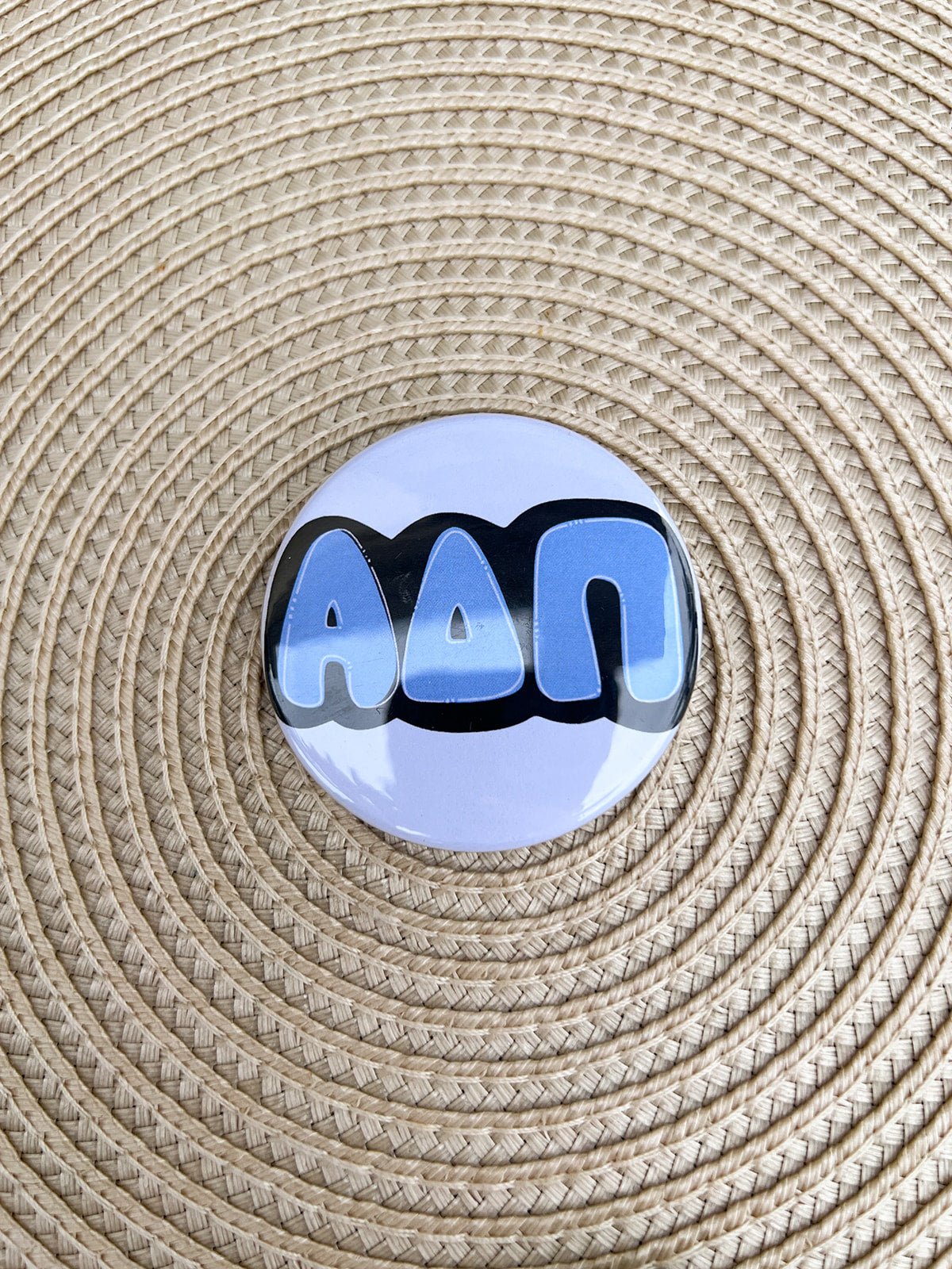 Alpha Delta Pi Blue Bubble Letters Button Pin - The Pink Pineapple 850