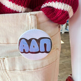 Alpha Delta Pi Blue Bubble Letters Button Pin - The Pink Pineapple 850