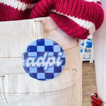 Alpha Delta Pi Blue Checkered Button Pin - The Pink Pineapple 850