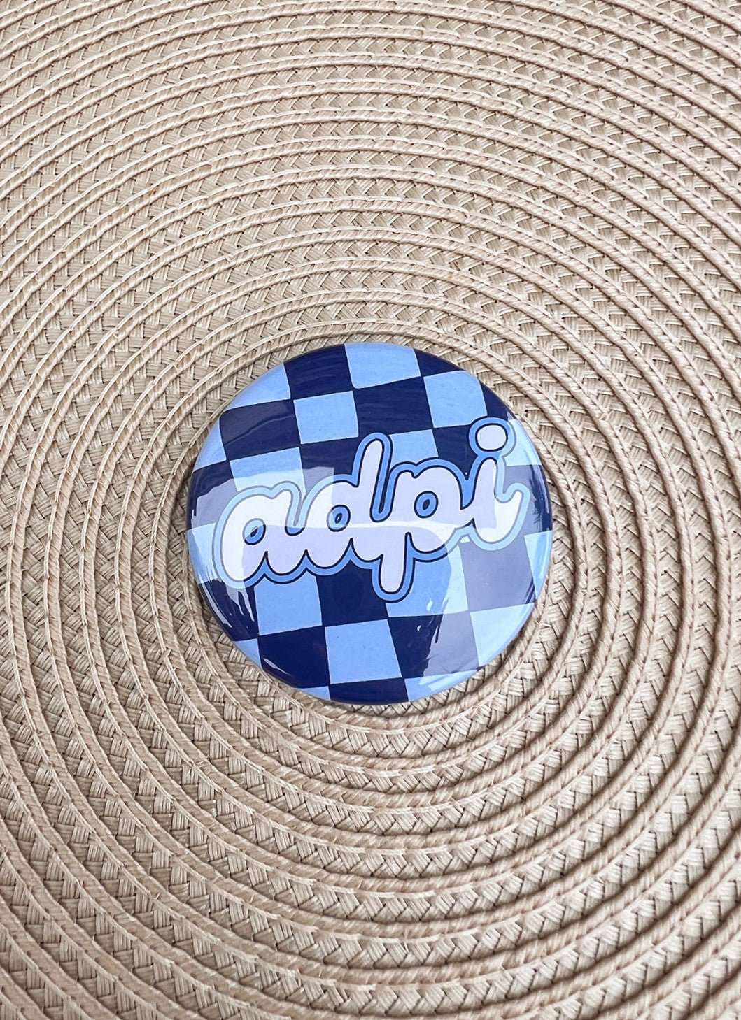Alpha Delta Pi Blue Checkered Button Pin - The Pink Pineapple 850