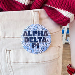 Alpha Delta Pi Blue Floral Button Pin - The Pink Pineapple 850