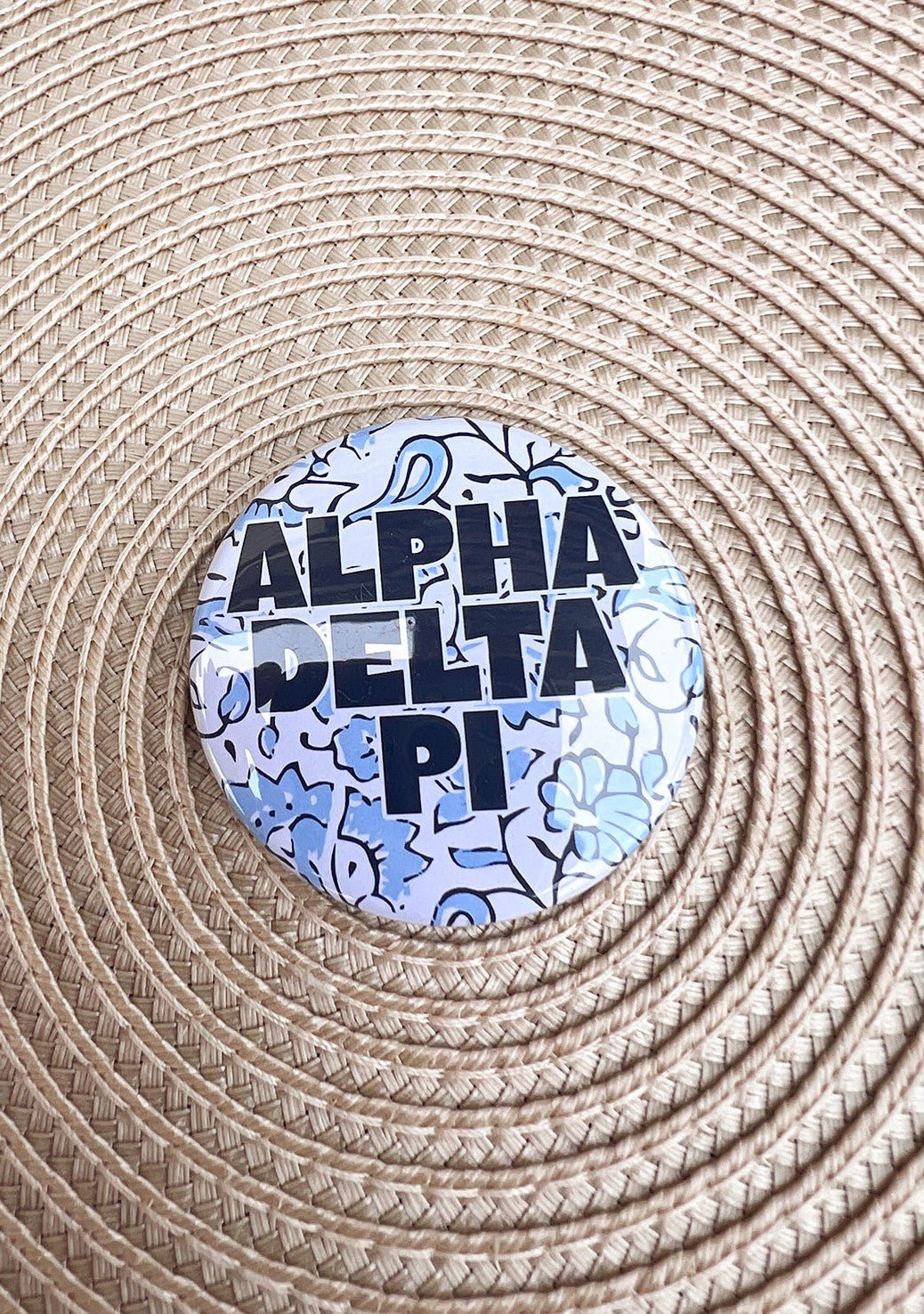 Alpha Delta Pi Blue Floral Button Pin - The Pink Pineapple 850