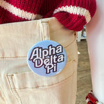 Alpha Delta Pi Blue Statement Letter Button Pin - The Pink Pineapple 850