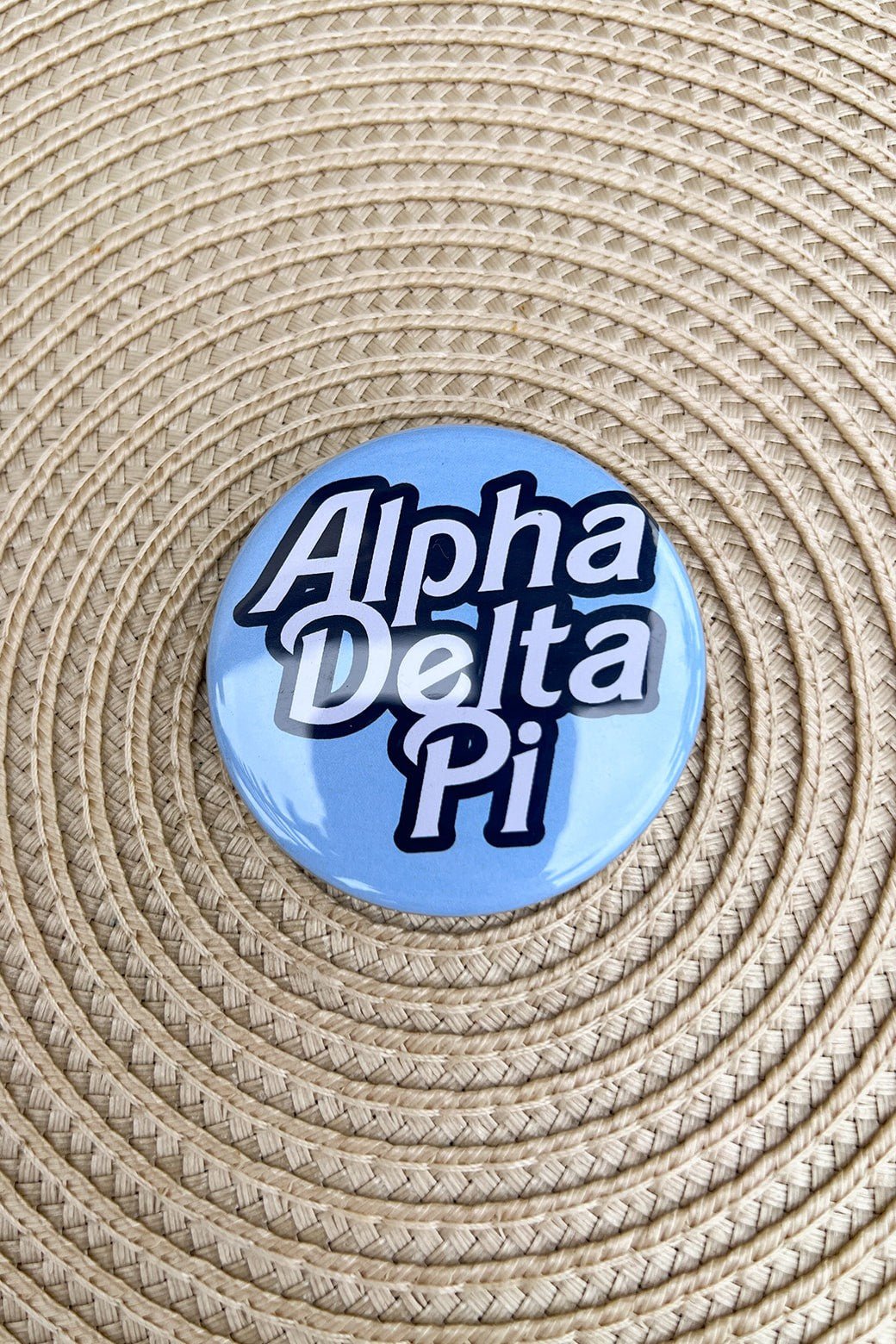 Alpha Delta Pi Blue Statement Letter Button Pin - The Pink Pineapple 850