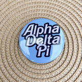 Alpha Delta Pi Blue Statement Letter Button Pin - The Pink Pineapple 850
