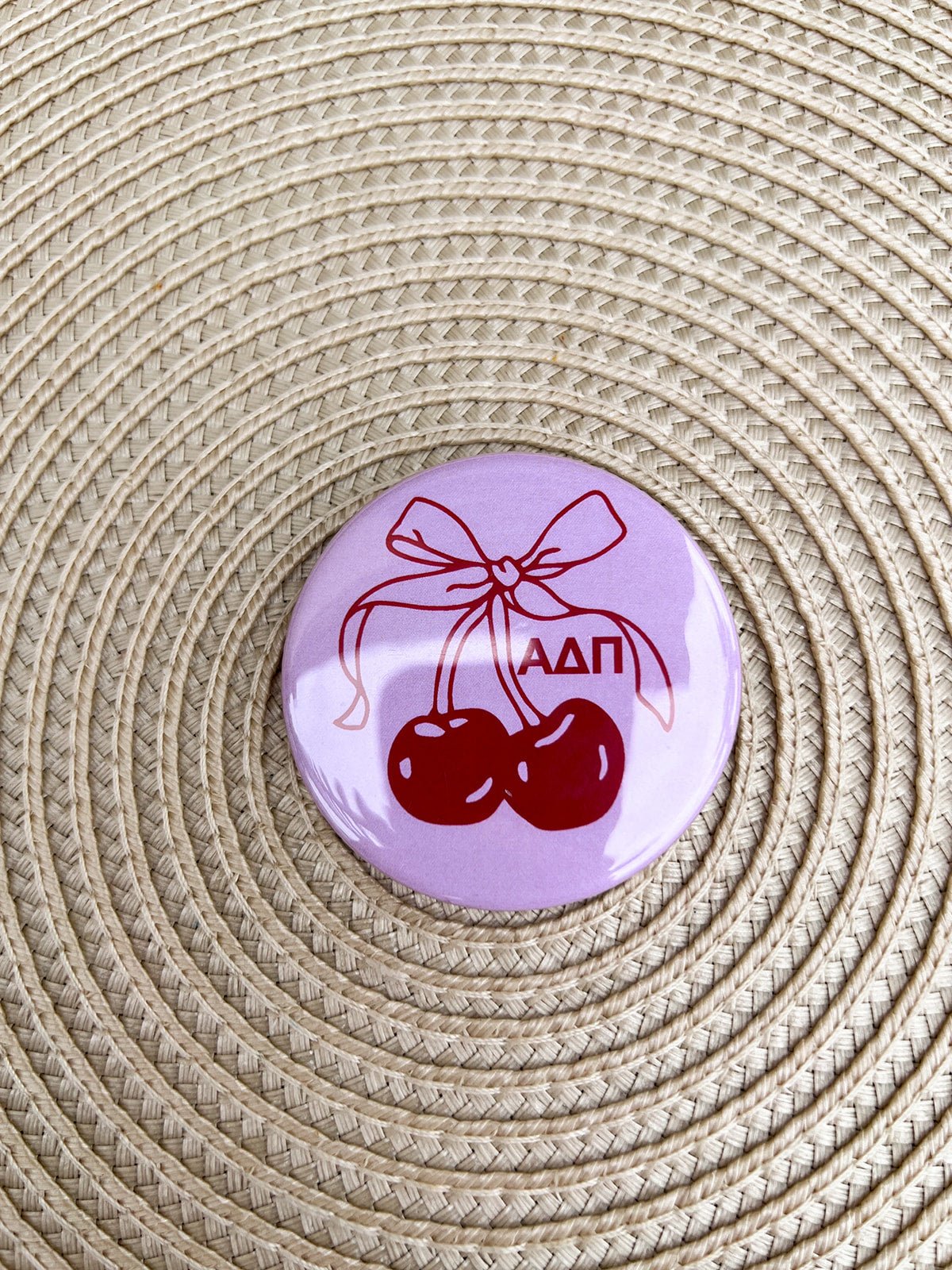 Alpha Delta Pi Cherry Button Pin - The Pink Pineapple 850