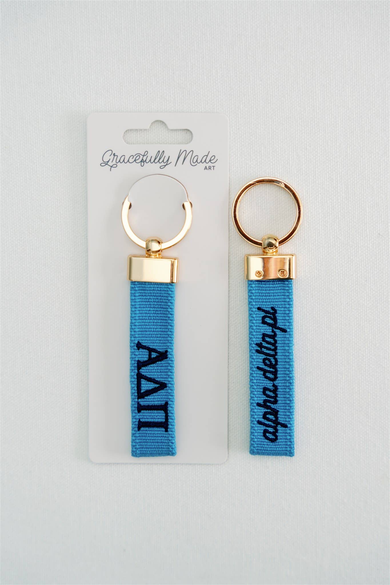 Alpha Delta Pi Embroidered Keychain - The Pink Pineapple 850
