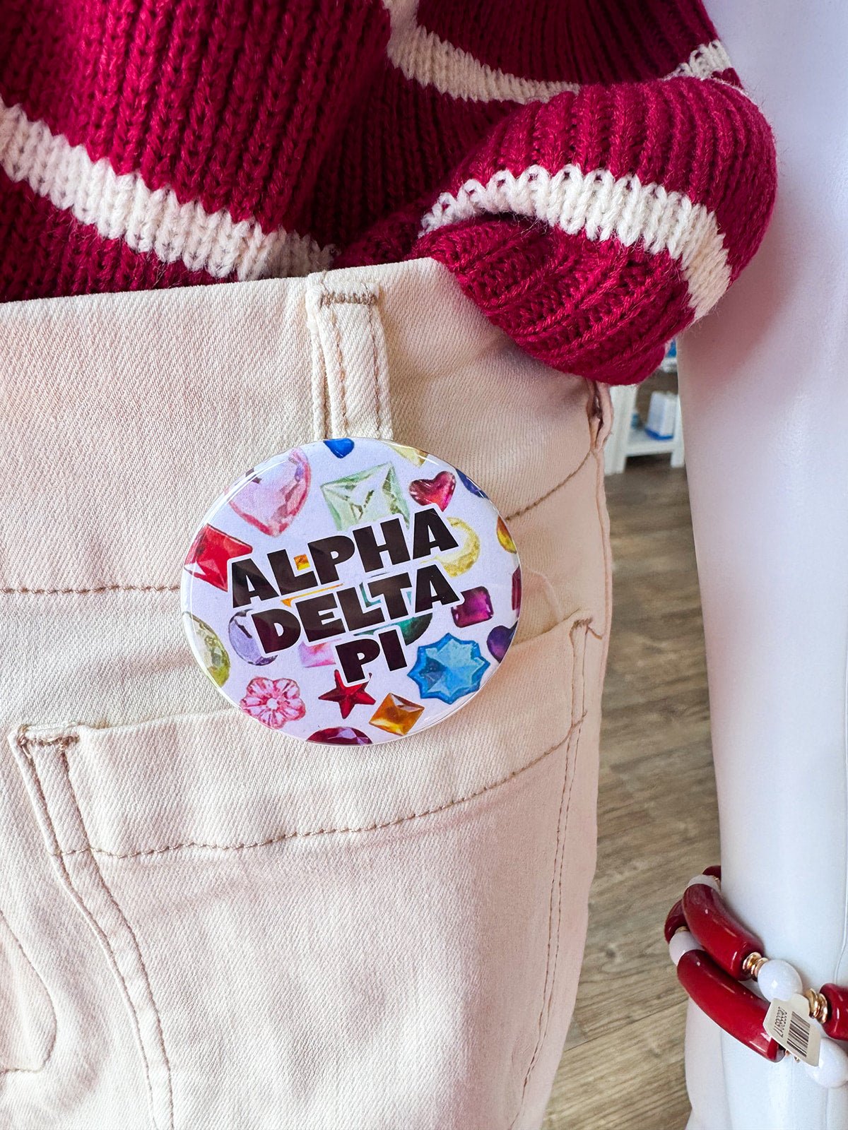 Alpha Delta Pi Gemstone Button Pin - The Pink Pineapple 850