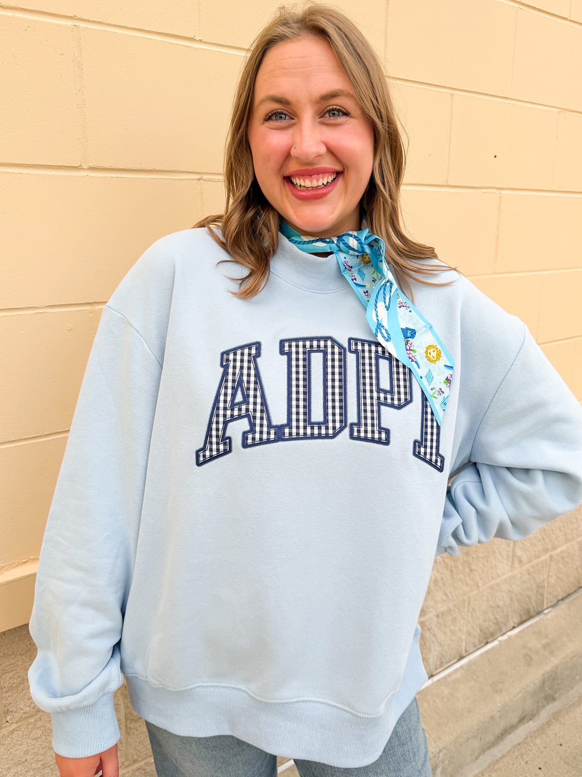 Alpha Delta Pi Mock Neck Crewneck - The Pink Pineapple 850