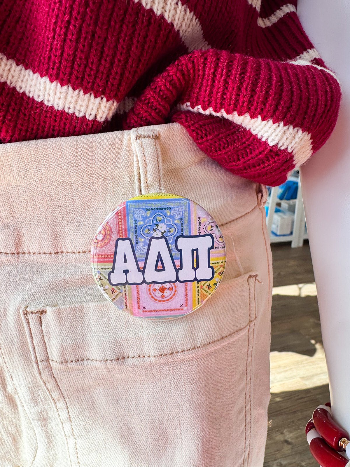 Alpha Delta Pi Pastel Bandana Button Pin - The Pink Pineapple 850