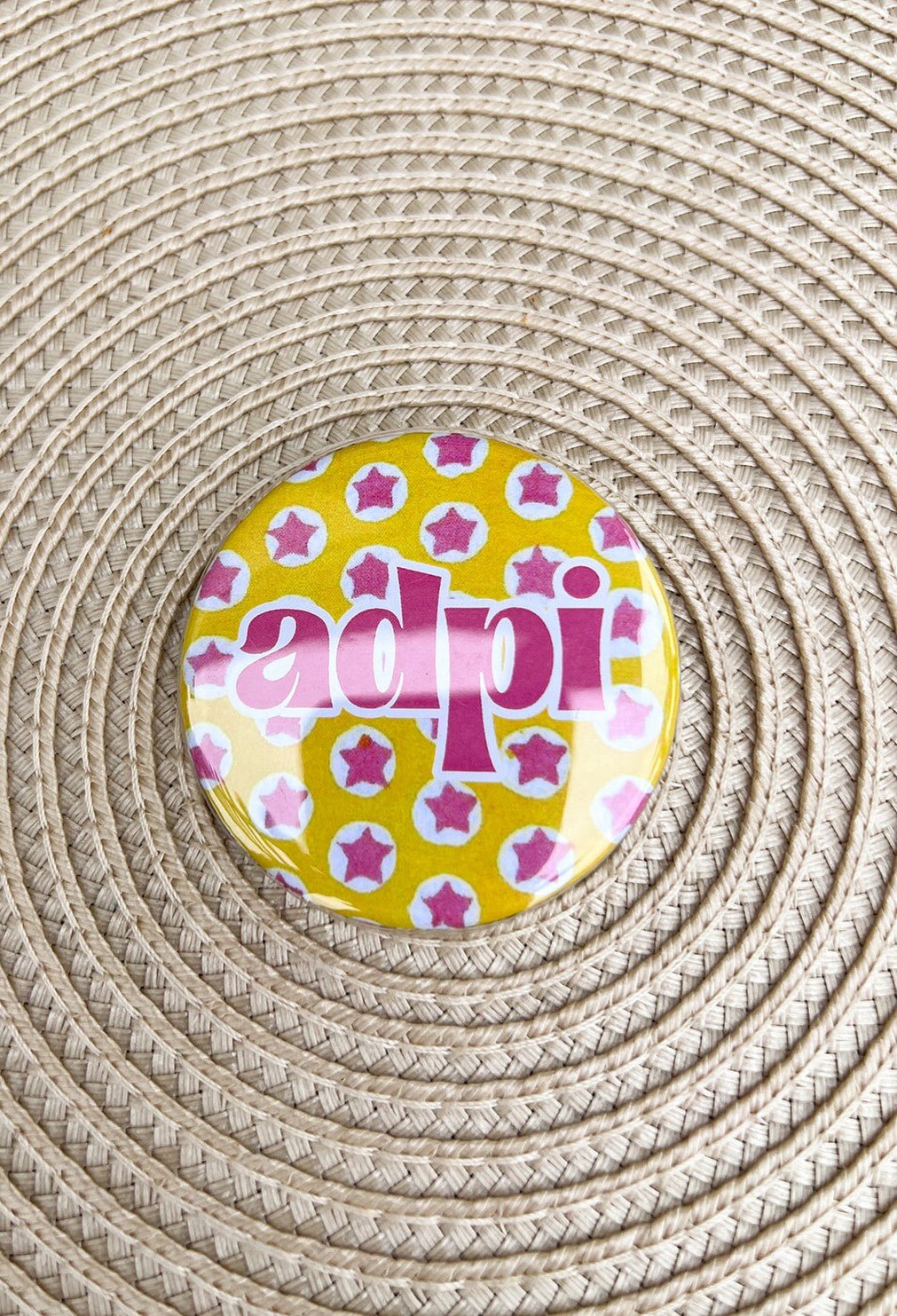 Alpha Delta Pi Pink Stars Button Pin - The Pink Pineapple 850