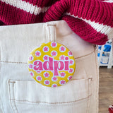 Alpha Delta Pi Pink Stars Button Pin - The Pink Pineapple 850