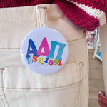 Alpha Delta Pi Rainbow Bubble Letters Button Pin - The Pink Pineapple 850