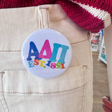 Alpha Delta Pi Rainbow Bubble Letters Button Pin - The Pink Pineapple 850