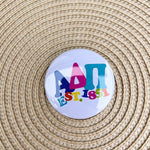Alpha Delta Pi Rainbow Bubble Letters Button Pin - The Pink Pineapple 850