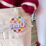 Alpha Delta Pi Rainbow Checkered Button Pin - The Pink Pineapple 850