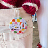 Alpha Delta Pi Rainbow Checkered Button Pin - The Pink Pineapple 850