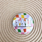 Alpha Delta Pi Rainbow Checkered Button Pin - The Pink Pineapple 850