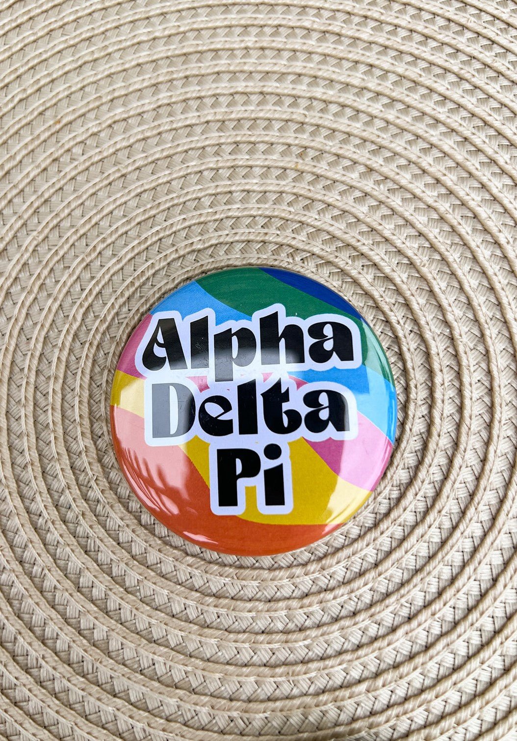 Alpha Delta Pi Rainbow Waves Button Pin - The Pink Pineapple 850
