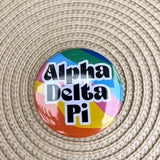 Alpha Delta Pi Rainbow Waves Button Pin - The Pink Pineapple 850