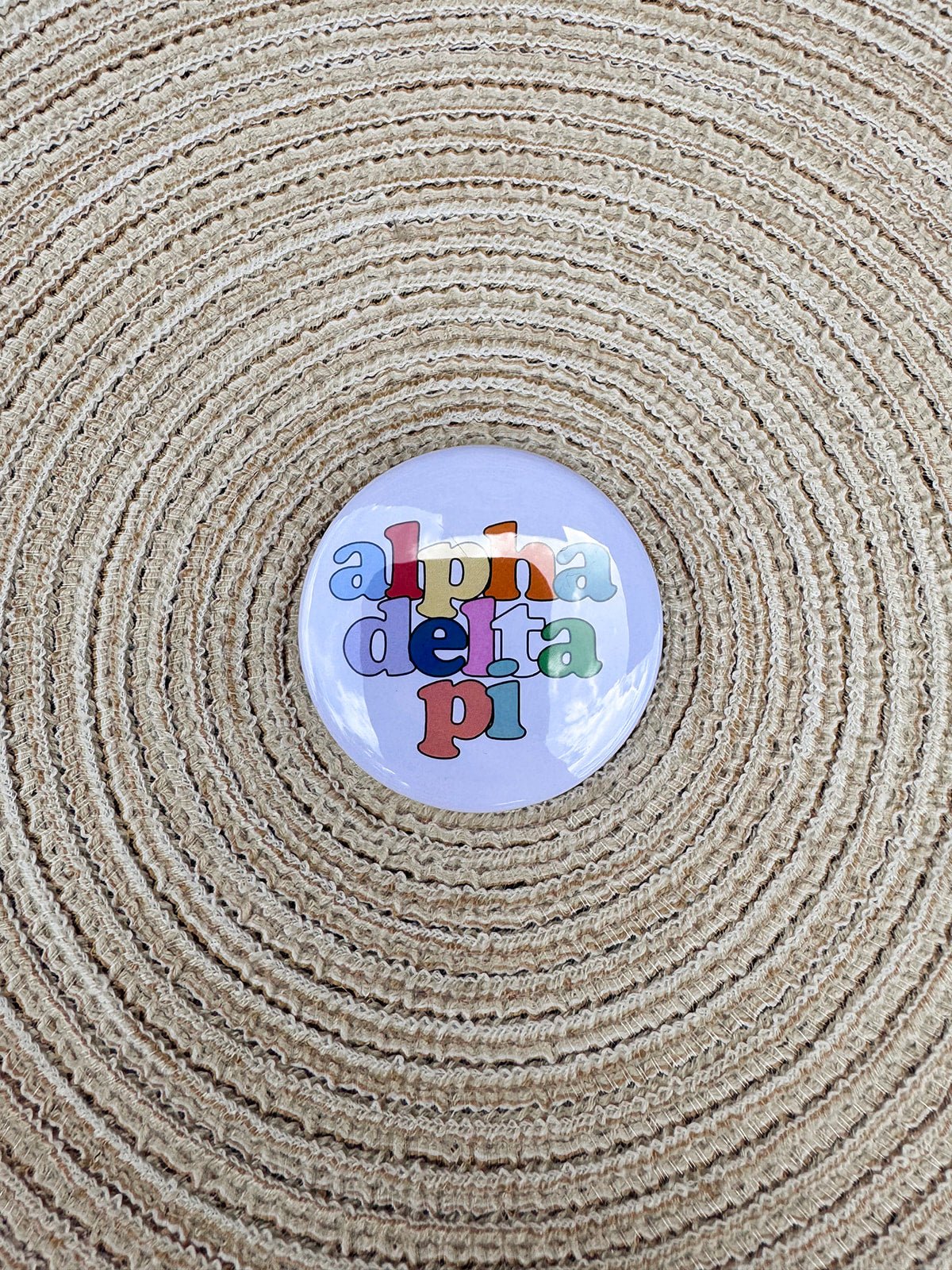Alpha Delta Pi Retro Rainbow Button Pin - The Pink Pineapple 850