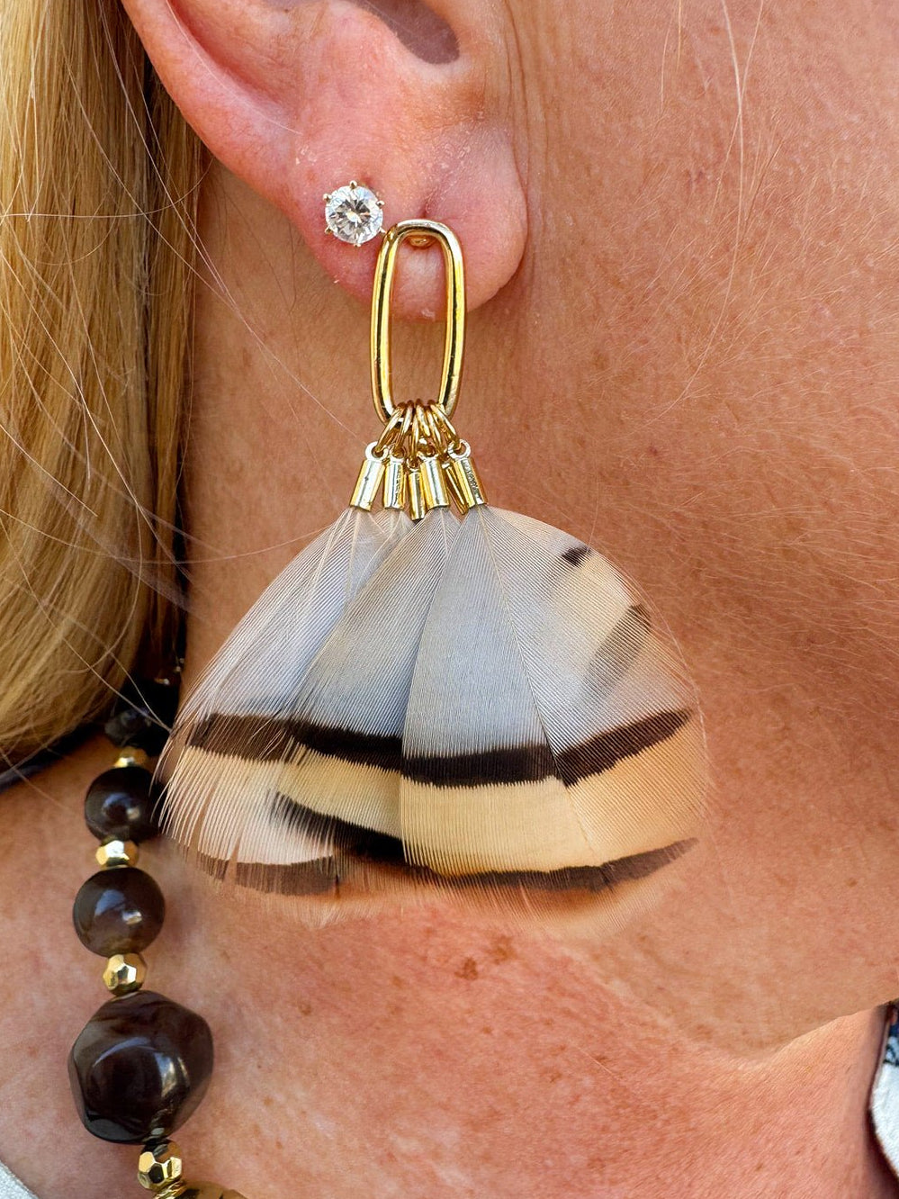 Amber Breeze Feather Tassel Earrings - The Pink Pineapple 850