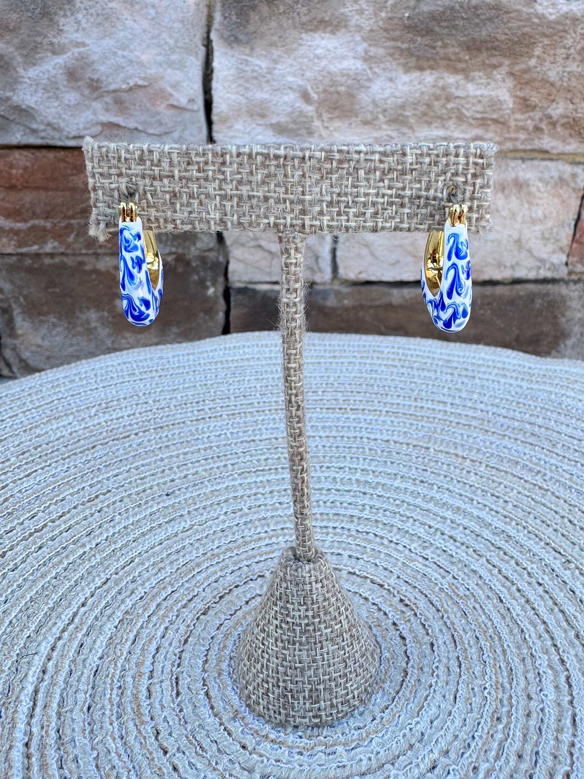 [Ana Luisa] Dakota Blue Marble Statement Hoops - The Pink Pineapple 850