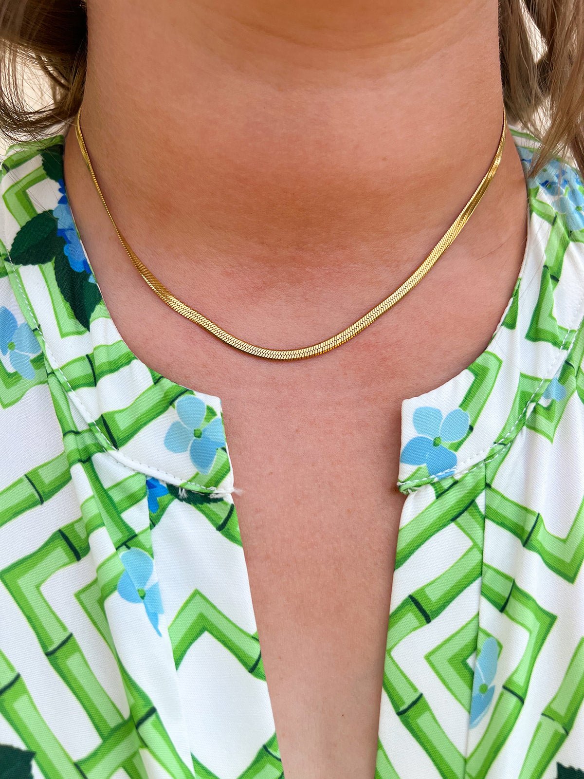 [Ana Luisa] Ina Herringbone Chain Necklace - The Pink Pineapple 850