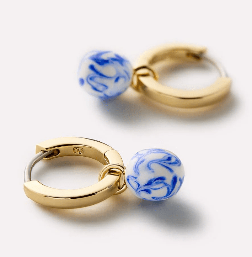 [Ana Luisa] Lainey Marble Blue Gold Drop Earrings - The Pink Pineapple 850