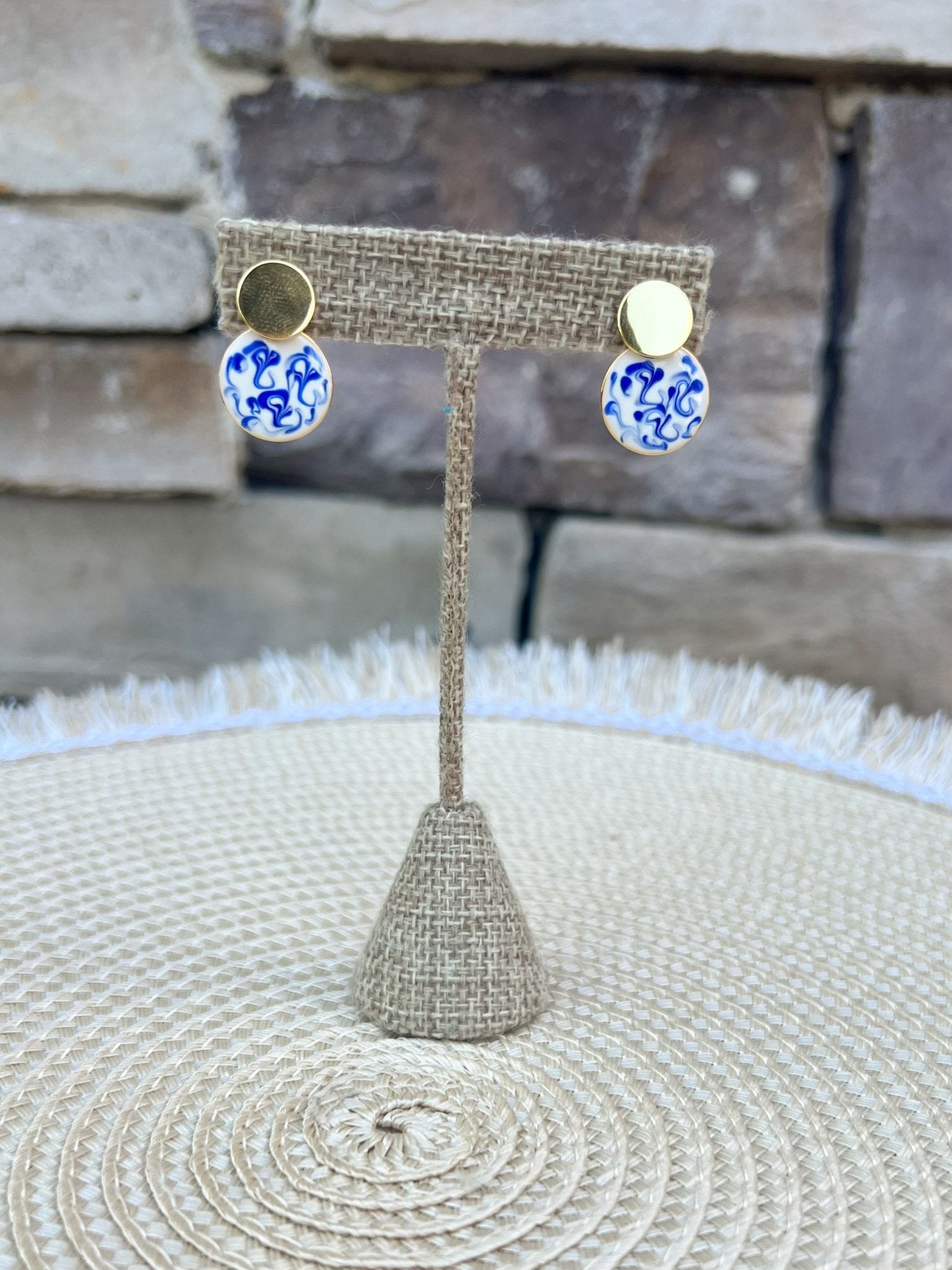 [Ana Luisa] Mini Kinoko Marble Blue Earrings - The Pink Pineapple 850