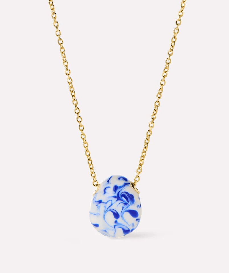 [Ana Luisa] Pebble Mini Marble Blue Gold Necklace - The Pink Pineapple 850