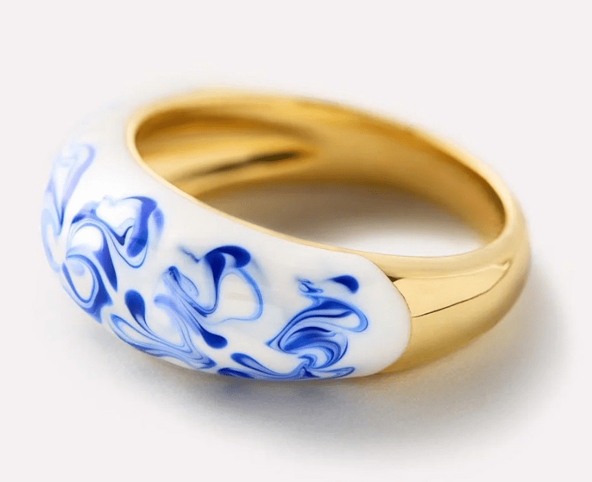 [Ana Luisa] Wrenley Marble Blue Enamel Ring - The Pink Pineapple 850