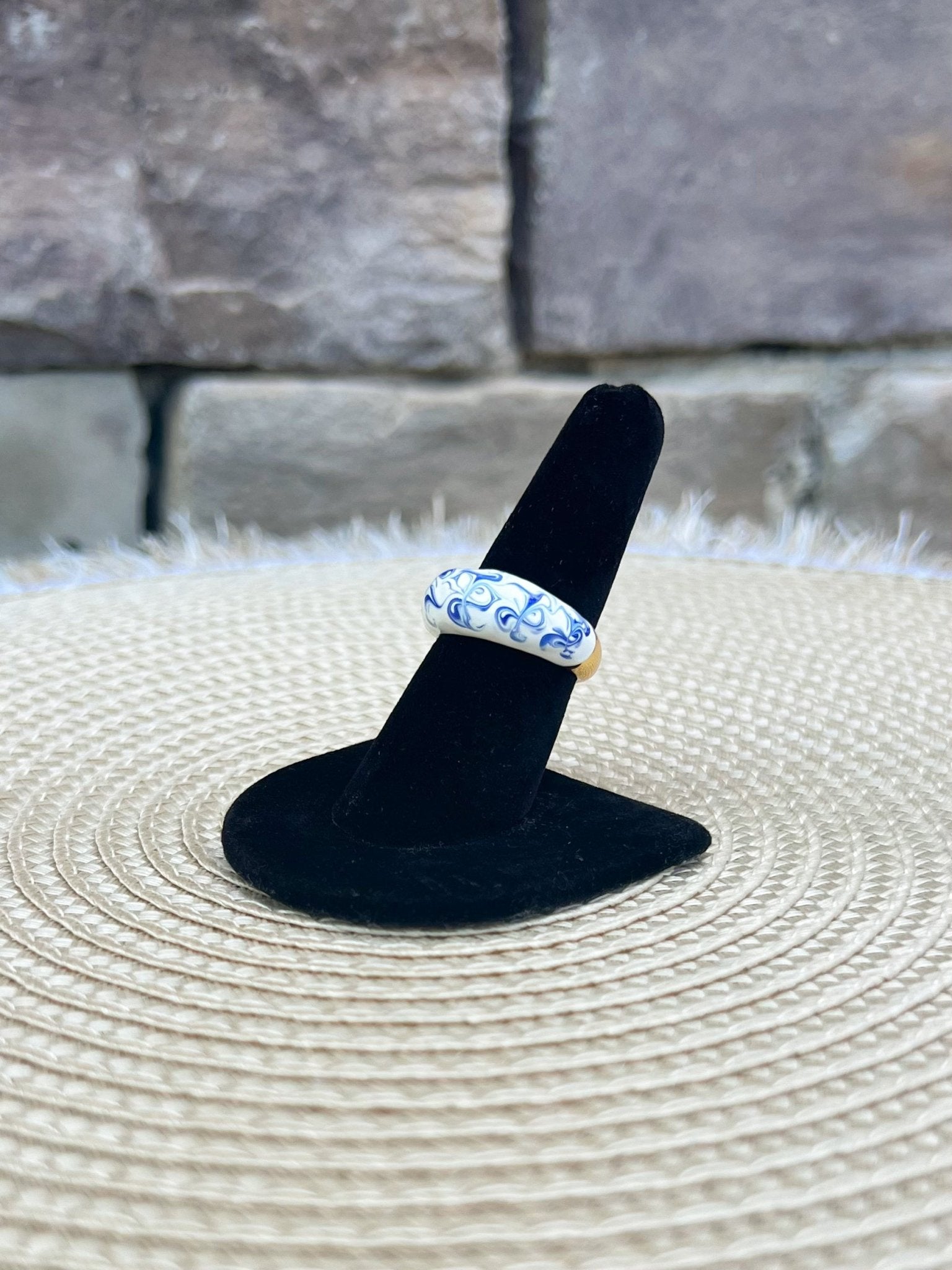 [Ana Luisa] Wrenley Marble Blue Enamel Ring - The Pink Pineapple 850