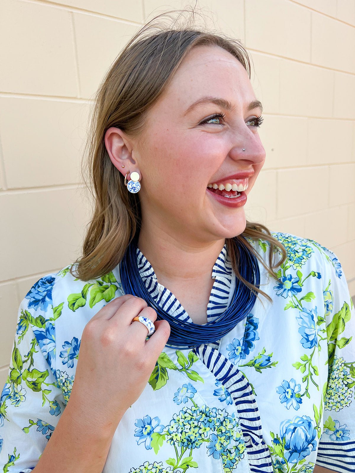 [Ana Luisa] Wrenley Marble Blue Enamel Ring - The Pink Pineapple 850