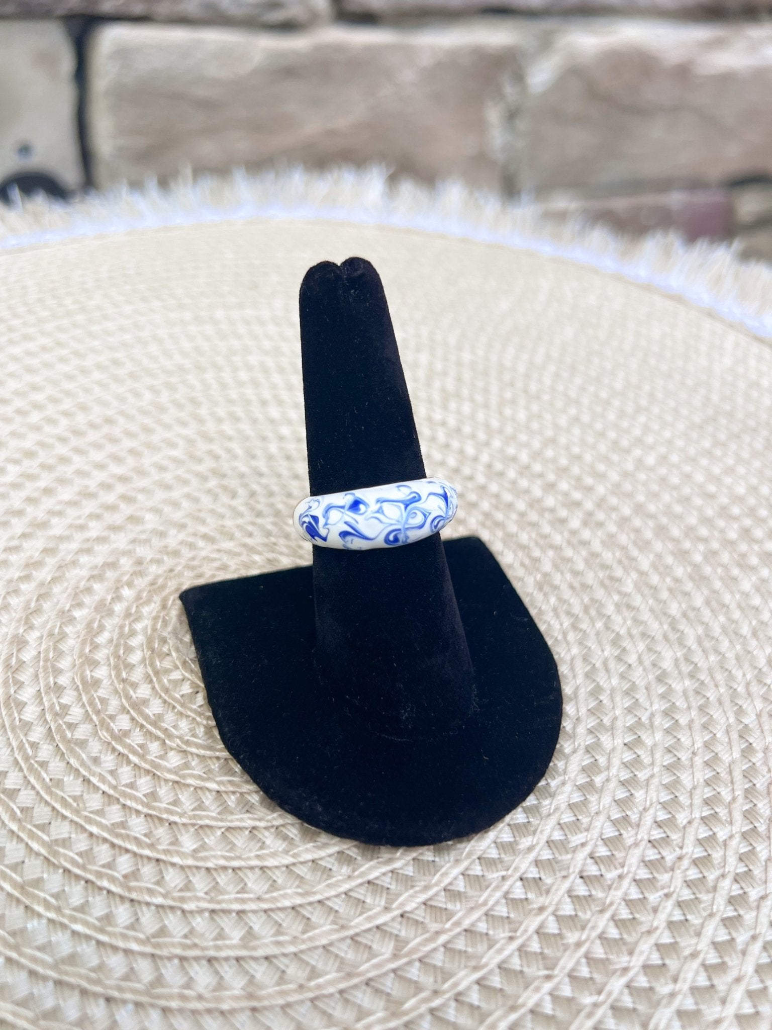 [Ana Luisa] Wrenley Marble Blue Enamel Ring - The Pink Pineapple 850