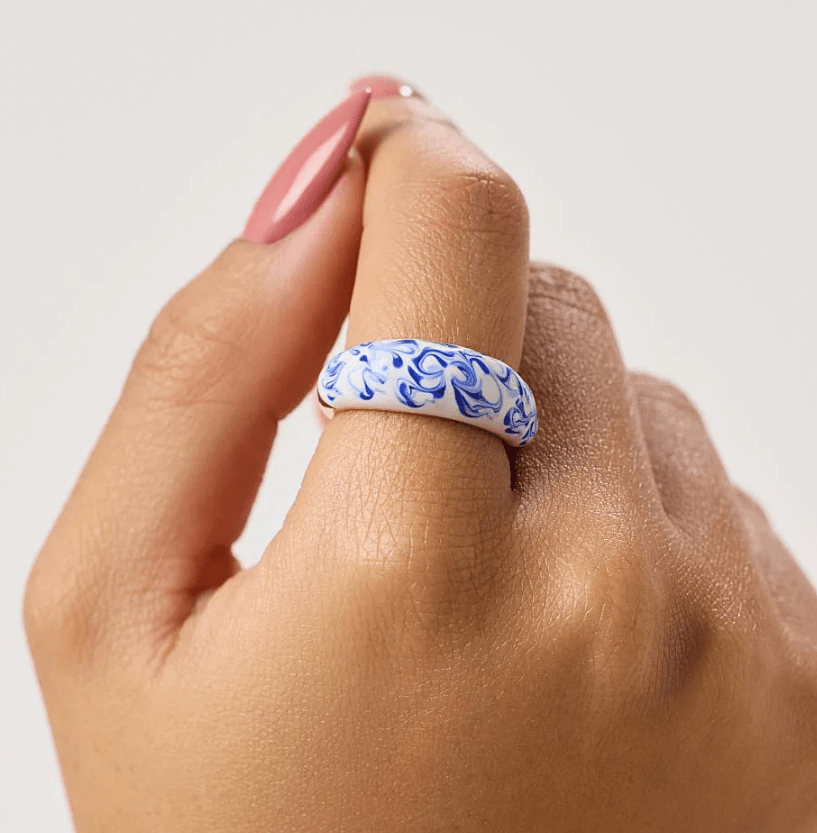 [Ana Luisa] Wrenley Marble Blue Enamel Ring - The Pink Pineapple 850