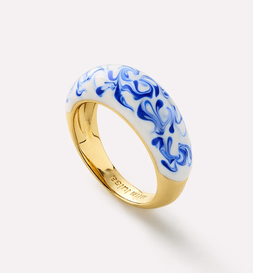 [Ana Luisa] Wrenley Marble Blue Enamel Ring - The Pink Pineapple 850